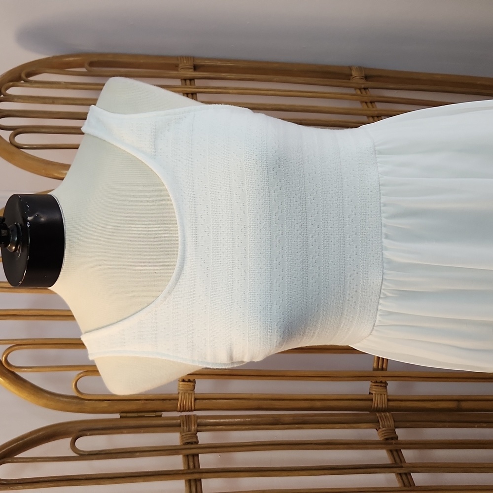 Divided H&M white sheer dress flowy knit top sz 12 asymmetrical hem slip fairy - Picture 2 of 12